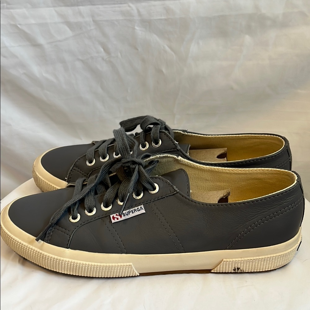 Superga Gray Sneakers with Classic Leather Design